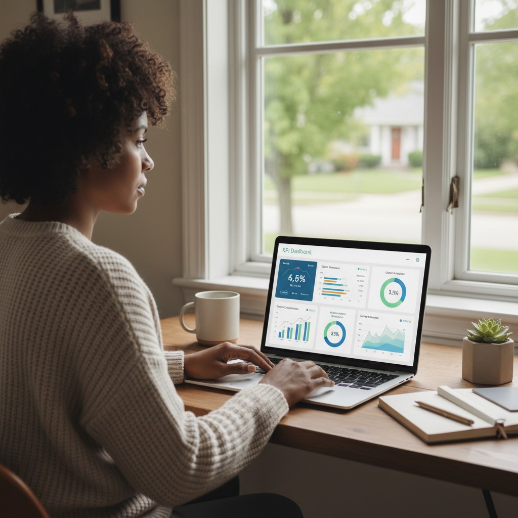 Professional reviewing a financial dashboard
